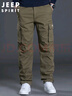 JEEP SPIRIT吉普工装裤男秋冬季直筒休闲裤男士宽松多口袋男裤 军绿 M 实拍图