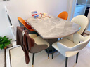 岚树岩板餐桌椅组合现代简约轻奢小户型家用多功能可折叠储物吃饭桌子 【双层储物】木门款+雪山白亮光岩板 1.2米单桌 实拍图