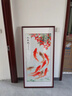 良木新中式九鱼图入户玄关装饰画正对门竖版走廊过道背景墙挂画壁画 P3-九鱼图（新款） 50*100cm 田园柚木框-玻璃画 实拍图