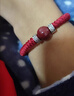 乐喵（LEMIAO）本命年银转运珠朱砂手绳男粗款手链女手工编织情侣饰品闺蜜 男款红绳朱砂B02-304 实拍图