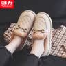 回力官方女鞋棉鞋女冬季加绒2025新款毛毛鞋孕妇豆豆鞋子女 米色 38 实拍图