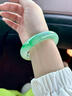 缅甸冰种翡翠手镯甜绿玉手镯飘花满阳绿手镯冰透玉镯子正圈少女款 58圈口 实拍图