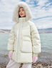 雪中飞秋冬新款女士时尚简约狐狸毛领立领大口袋短款羽绒服 米白|8011 L 165/88A 实拍图
