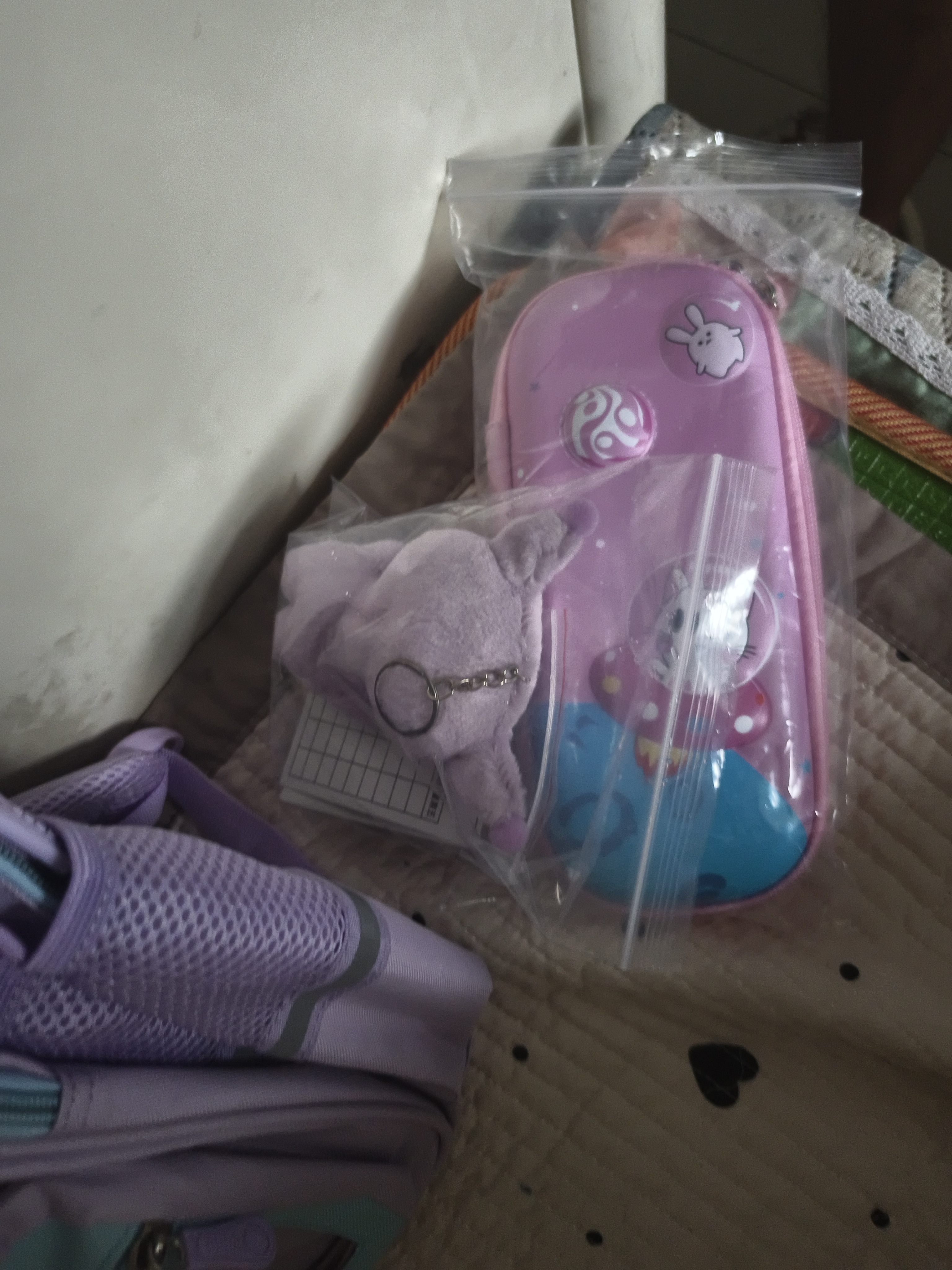 靓宝宝库洛米三到六女孩小学生减负护脊大容量一年级二女童轻便儿童书包 小号蓝紫+文具盒(适合1-2年级) 实拍图
