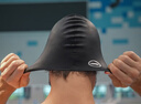 TOSWIM拓胜泳帽男女款不勒头长发防水护耳硅胶游泳帽 墨鱼黑加大版 实拍图