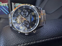 冠琴（GUANQIN）手表男机械表全自动镂空飞轮瑞士品质防水夜光皮带男士双日历手表 间金黑面 实拍图
