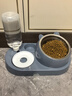 憨憨乐园 猫碗狗碗宠物食盆猫咪双碗粮盆自动饮水机喝水器喂食用品 蓝 实拍图