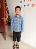 G.duck童装男童衬衫春秋款儿童衬衣长袖棉2023新款中大童格子休闲外套 蓝色 140 (建议身高130cm 10-11岁)cm 实拍图