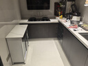 四季沐歌厨房用具置物架落地餐边柜收纳柜碗柜家用橱柜微波炉烤箱储物柜子 【钢化玻璃+岩板】3层80*30奶白 实拍图