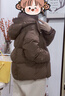鸭鸭秋冬新品短款羽绒服女加厚连帽面包服宽松保暖韩版泡芙小个子外套 咖色 S （建议80-110斤） 实拍图