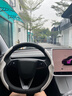 YZ适用tesla特斯拉model3Y方向盘套把超薄吸汗车内装饰改装丫配件 焕新版ModelY/3鹿皮绒方向盘套-白色 实拍图