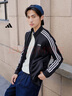 adidas休闲舒适三条纹立领夹克外套男装秋季阿迪达斯官方轻运动   黑色/白（推荐选大一码）   L 实拍图