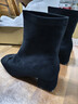ZHR女靴质感绒面网红粗跟短靴女增高显瘦加绒保暖靴子女仙女风 Y382 黑色 38 实拍图