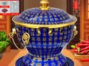 郭一元新景泰蓝珐琅老北京小火锅单人酒精锅环保油火锅一人景泰蓝铜火锅 单人小肥牛蓝底福运连连 19cm 实拍图