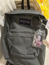 JANSPORT杰斯伯双肩包女学生旅行包26L旅行轻便透气书包男背包 4QUT7H6 雾灰/质感灰-侧边袋 实拍图