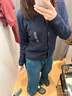 优衣库女装纽花圆领针织开衫/毛衣外套空调衫通勤秋冬新款481477 69 藏青色 L 实拍图
