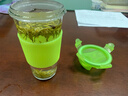 Glasslock 韩国进口玻璃水杯加厚可爱情侣杯随手杯可爱透明茶杯 不带刻度钢化玻璃绿色附杯套450ml 实拍图