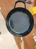 章丘铁锅手工小平底辅食锅煎锅烤肉锅煎蛋锅无涂层物理不粘锅炒锅平底锅 烤蓝木把加耳 28cm 实拍图