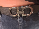 菲拉格慕（Ferragamo）腰带男士商务双面板扣皮带牛皮 3.5CM宽 七夕节礼物 送男友礼盒装 黑蓝双面/荔枝纹679710 687611 实拍图