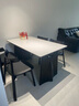 AUGUSTE奥古斯特黑色实木餐桌家用长方形轻奢高级感2025新款复古岩板餐桌 1.4米+4椅(飞鸦全托底板餐桌) 实拍图