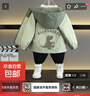 儿童春季长袖衣服男童韩版百搭帅气连帽外套女童可爱滑板熊夹克服 踮脚龙外套军绿色 110 实拍图