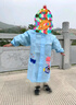 牧萌 儿童雨衣男女童带书包位宝宝幼儿园小学生雨鞋套装防水卡通雨披 浅蓝火箭恐龙 XL码（建议身高115-125cm） 实拍图