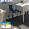 宜家（IKEA）帝奥多斯可堆叠白色餐桌椅凳子家用靠背现代简约塑料 蓝色 实拍图