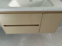 浴美优品实木浴室柜陶瓷一体盆卫生间洗手洗脸盆柜组合洗漱台镜柜奶油风 L39奶黄90橡木门板+智能镜柜+盆 实拍图