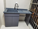 希尚可定制洗衣机柜加厚蜂窝铝切角阳台柜滚筒洗衣机伴侣石英石洗衣柜 140cm灰色左盆【白盆备注】 实拍图