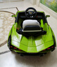 星辰皓兰博基尼儿童电动车四轮玩具可坐人小孩宝宝婴儿遥控汽车闪电SIAN 绿色四驱+遥控+摇摆+皮座+软轮 实拍图