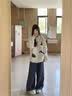 LDBE灰色小狗刺绣棒球服外套女2026新款秋季美式oversize宽松夹克上衣 白灰色【春秋薄款】 M 【80-100斤】 实拍图