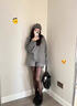荧蒂时尚休闲套装女2025春秋韩系穿搭一整套女针织衫女毛衣短裤两件套 灰色【套装】1 M 实拍图