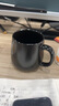 泰禧阁美式黑色马克杯陶瓷家用杯子带盖盖勺ins风小众撞色咖啡杯高颜值 黑银-天籁杯（配勺） 实拍图