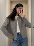 翊尚美针织衫女开衫小香风外套2025年秋冬新款显瘦百搭可外穿秋装上衣 灰色 【小香风抗起球】 均码 【推荐80-135斤】 实拍图