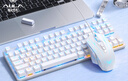 狼蛛机械键盘F 87键全键热插拔侧刻渐变键盘小型便携式键线分离 青红茶轴 游戏电竞办公电脑笔记本外接 银白【键鼠两套装】-茶轴 实拍图