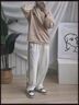 裤子男秋冬季美式男裤大码运动休闲裤宽松直筒阔腿裤学生加绒长裤 卡其 XL 实拍图