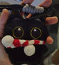 小黑猫书包包挂件可爱毛绒公仔钥匙扣玩偶汽车挂饰品链学生送礼物 红白围巾-大眼黑猫 实拍图