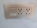公牛（BULL）118型开关插座面板G04金三位九孔墙壁带开关暗装【底盒需另拍】 （154三位）一开双控六孔 实拍图