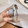 炫戴适用苹果手表S10/S9表带s11真皮apple iWatchs8/7/6/5蝴蝶扣se3商务ultra3高级男女运动皮质荔枝纹 荔枝纹蝴蝶扣皮带-杏色 适用：44/45/49/46mm表盘 实拍图