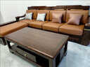 田园驿站新中式乌金木实木沙发客厅科技布艺皮沙发组合单人懒人沙发家具 四人位+贵妃+中箱+茶几 实拍图