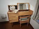 乐系（LEXI） 梳妆台卧室化妆桌简约小户型翻盖收纳一体北欧风实木化妆台 带灯+实木梳妆台100+妆椅-原木色 实拍图