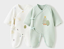 童泰婴儿衣服新生儿连体衣秋冬季夹棉保暖宝宝衣服纯棉蝴蝶哈衣2件装 绿色森林 59cm 实拍图