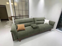 林氏家居实木沙发客厅2025新款橡木直排四人真皮沙发布艺家具木业LH122K3 【胡桃色+绿色|仿棉麻】2.14m三人位 实拍图