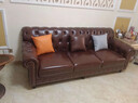 高楚 【已售2W+】美式真皮沙发骑士复中古风油蜡牛皮客厅拉扣实木别墅 三人位【2.2米】 油蜡牛皮+高密海绵+实木框架 实拍图