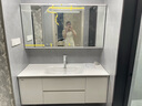 浪鲸浴室柜陶瓷一体盆洗手盆柜折叠隐藏镜面洗漱台洗脸盆组合一体柜 珍珠白 智能折叠镜柜120cm 实拍图