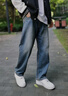 森马（Semir）牛仔裤男猫须做旧复古宽松直筒裤2025秋冬长裤子经典109725124103 实拍图