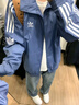 adidas休闲简约三条纹梭织立领夹克外套男装秋季阿迪达斯三叶草 深蓝(推荐选大一码)   L 实拍图