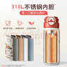 贝亲（Pigeon）趣玩儿童保温杯学生水杯上学专用 双饮直筒杯600ml(蓝色竖条小狗) 实拍图