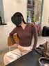 MJ STYLEV领连帽打底衫女2026秋冬季新款韩版修身显瘦磨毛保暖针织衫上衣 实拍图
