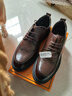 卡帝乐鳄鱼（CARTELO）布洛克男士皮鞋手抓纹软牛皮男鞋增高厚底正装鞋皮鞋男9745棕色43 实拍图